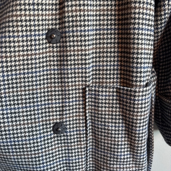 BCBG Max Azria large houndstooth plaid wrap, winter coat, brown black blue - Picture 5 of 10